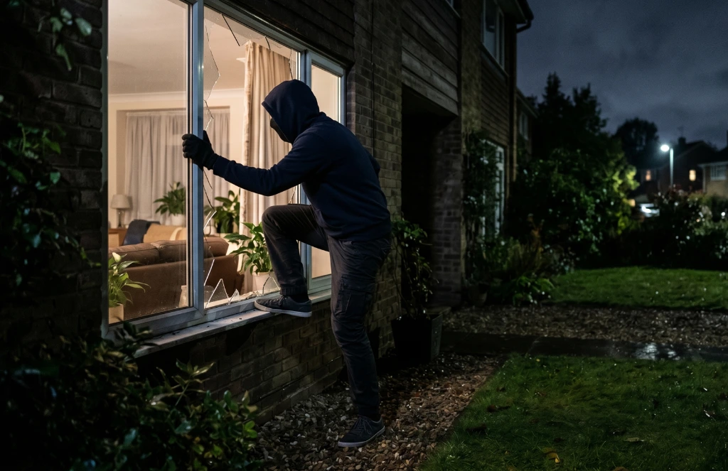 Voleur qui entre dans une maison